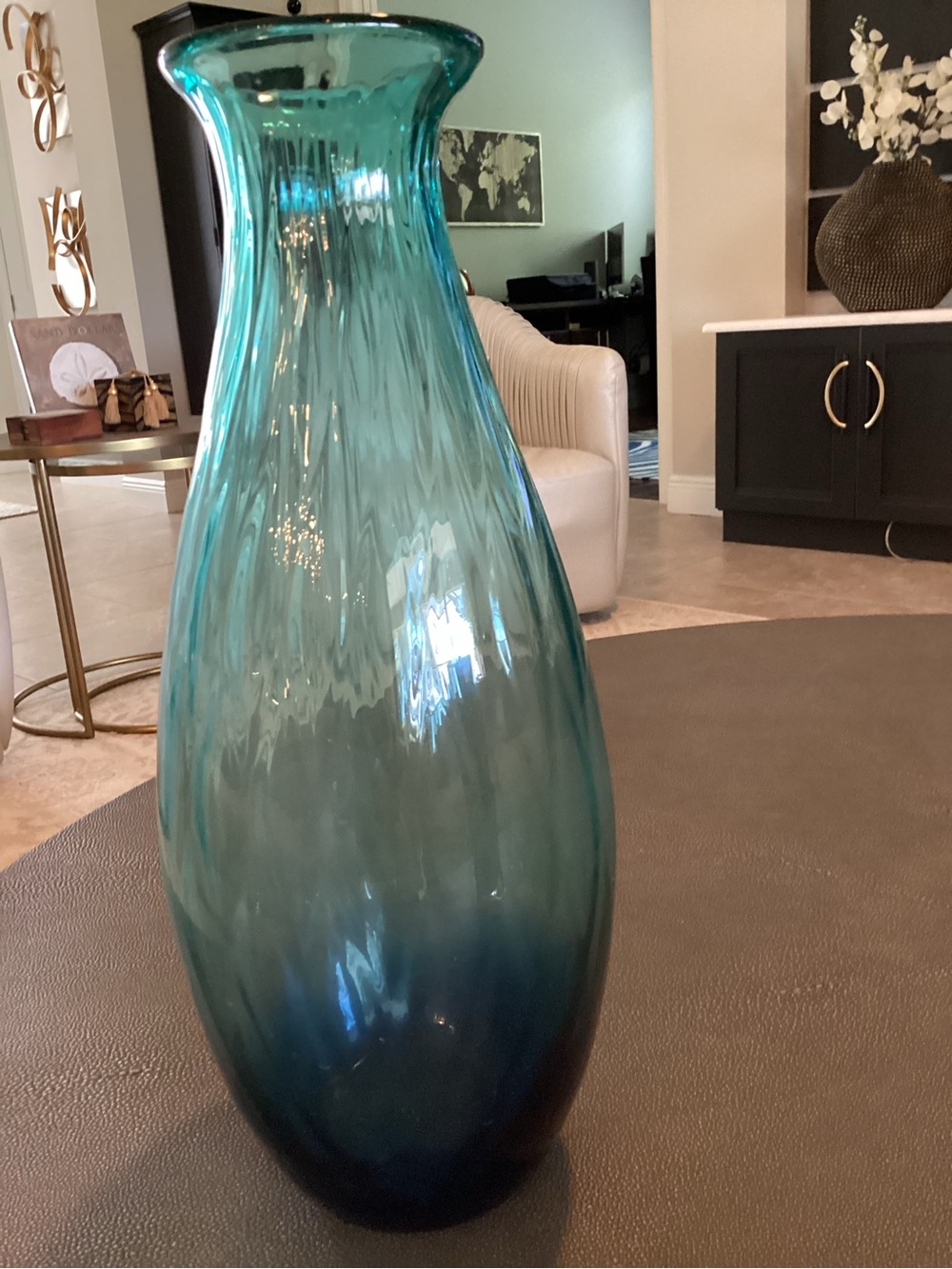 Blue Ombré Glass Decorative Vase - Picture 2 of 2